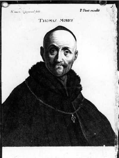 Retrato de Thomas More (1478-1535) grabado por Peter Stent (fl.1642-65) de Richard Gaywood